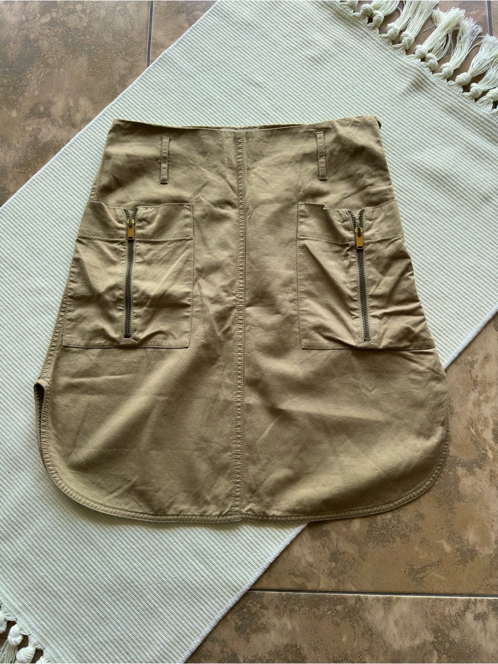 Vintage CELINE Tan Cotton Paper High Waisted Cargo Skirt